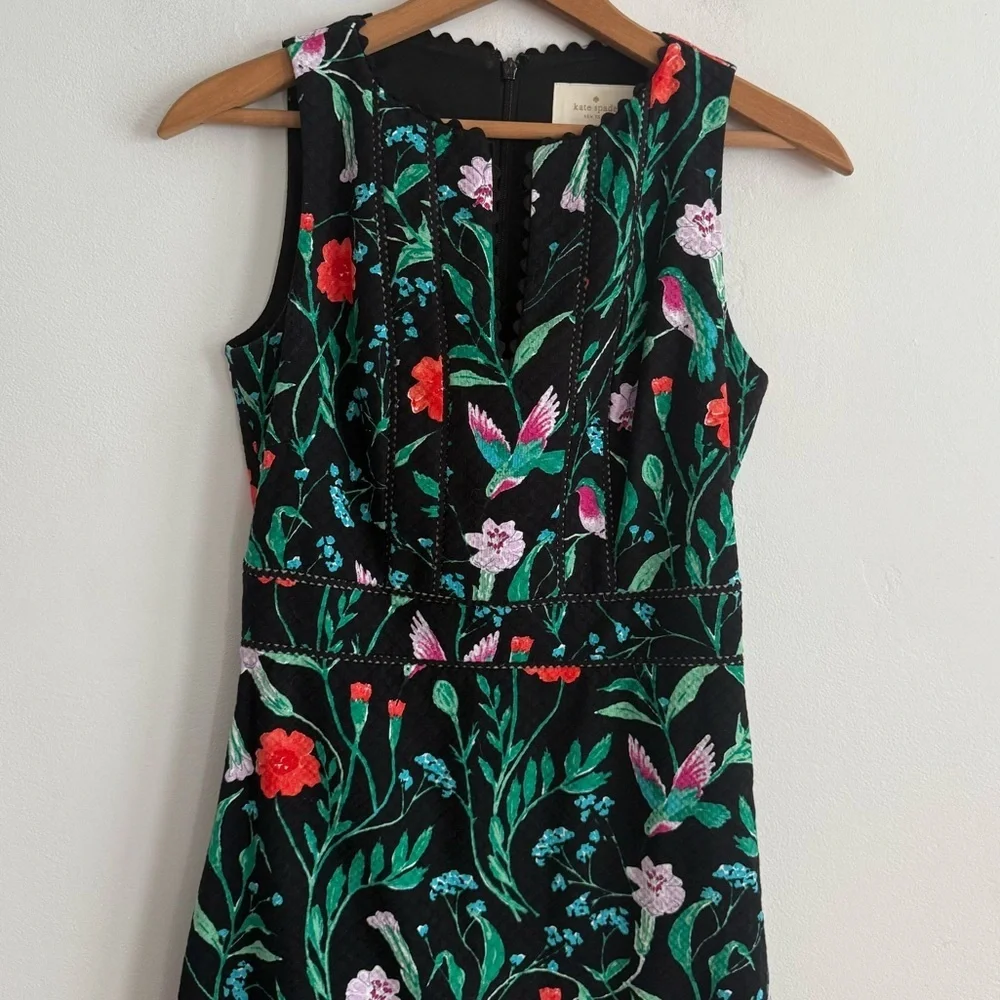 Kate Spade New York Embroidered Floral Hummingbird Dress Size 0